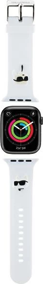 Rrip për Apple Watch Karl Lagerfeld 3D Rubber Karl&Choupette Head, silikon, i bardhë