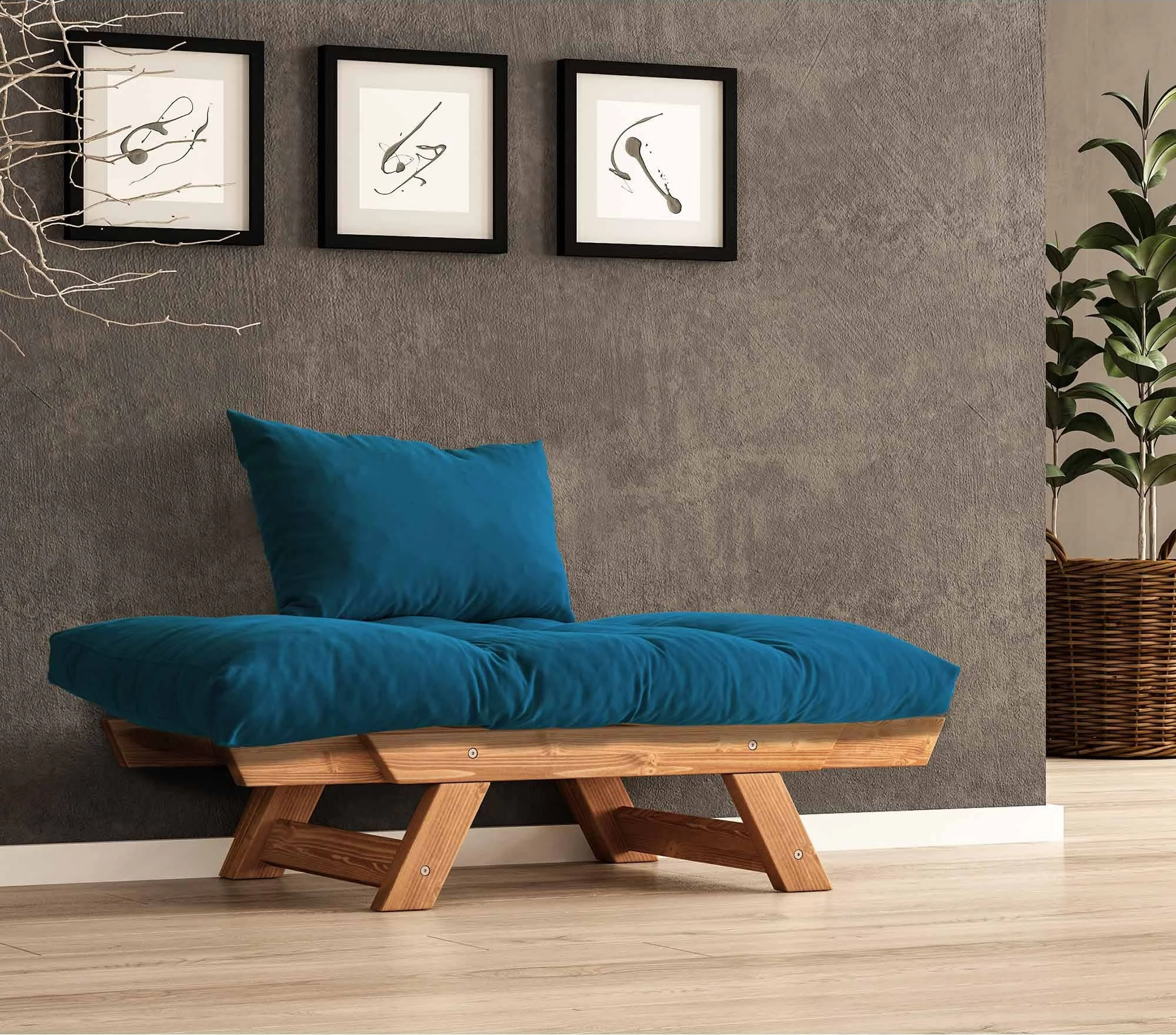 Karrige për kopsht, një vend, ngjyrë teak dhe blu, Skye Decor, CPT8156-140