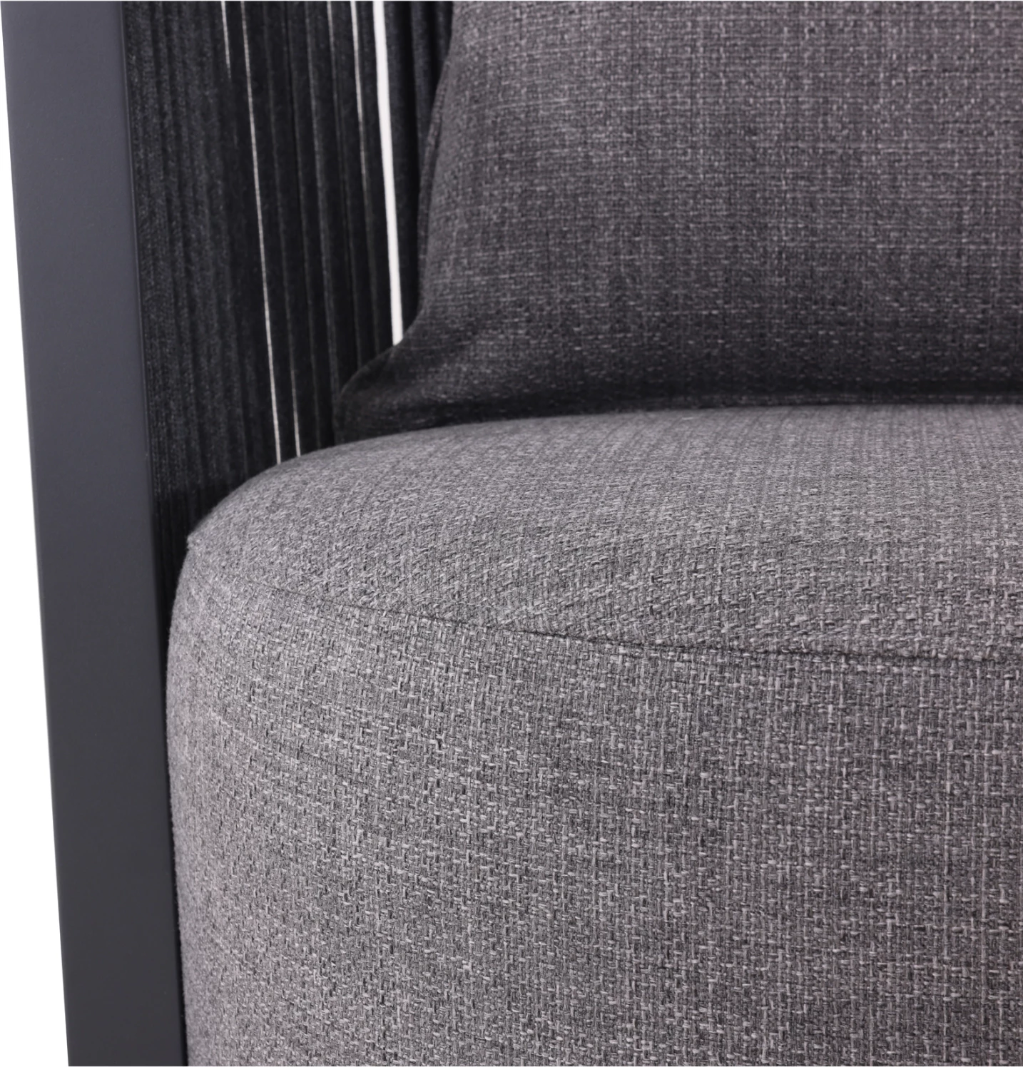 Karrige lounge rrotulluese Lorien, alumin i zi, litar, jastëkë, 76x74x72cm