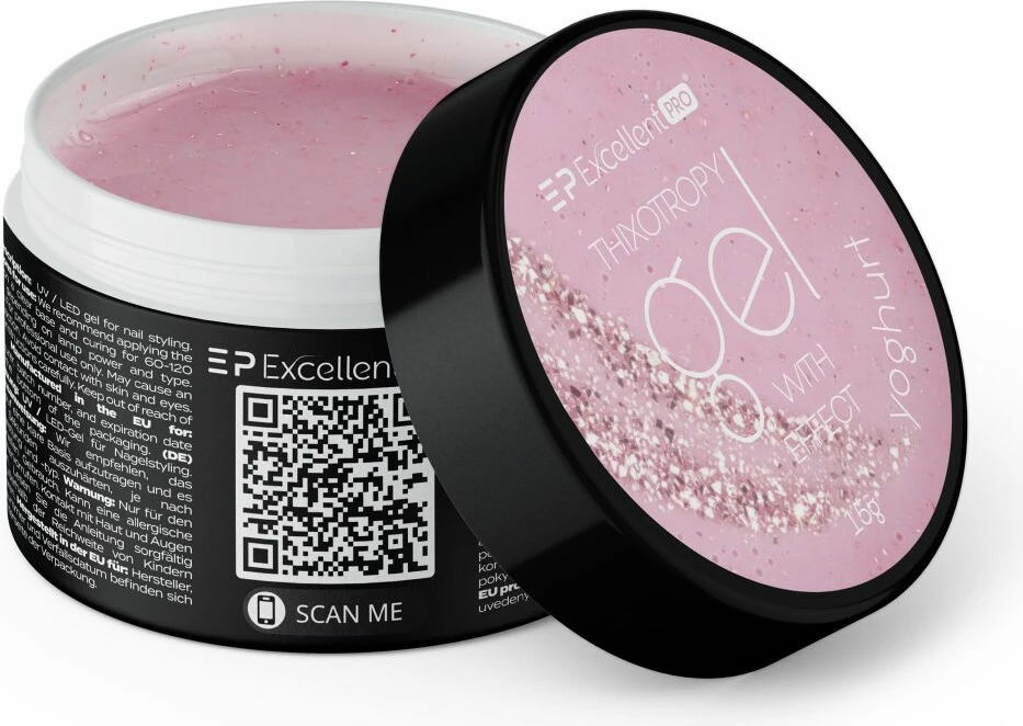 Gel ndërtues për thonj Excellent PRO Thixotropy Gel With Effect Yoghurt për femra, 15g