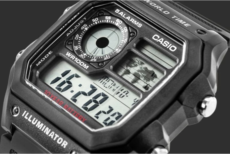 Orë dore për meshkuj Casio, e zezë