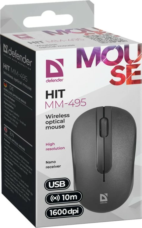Maus wireless Defender HIT MM-495, 1600 dpi, i zi