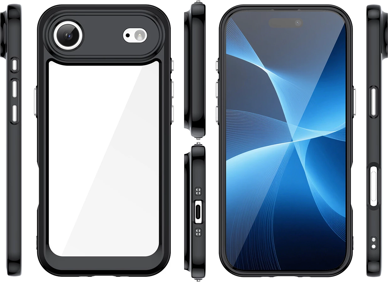 Mbështjellës Hurtel Outer Space për iPhone 17 Air, MagSafe, i zi transparent