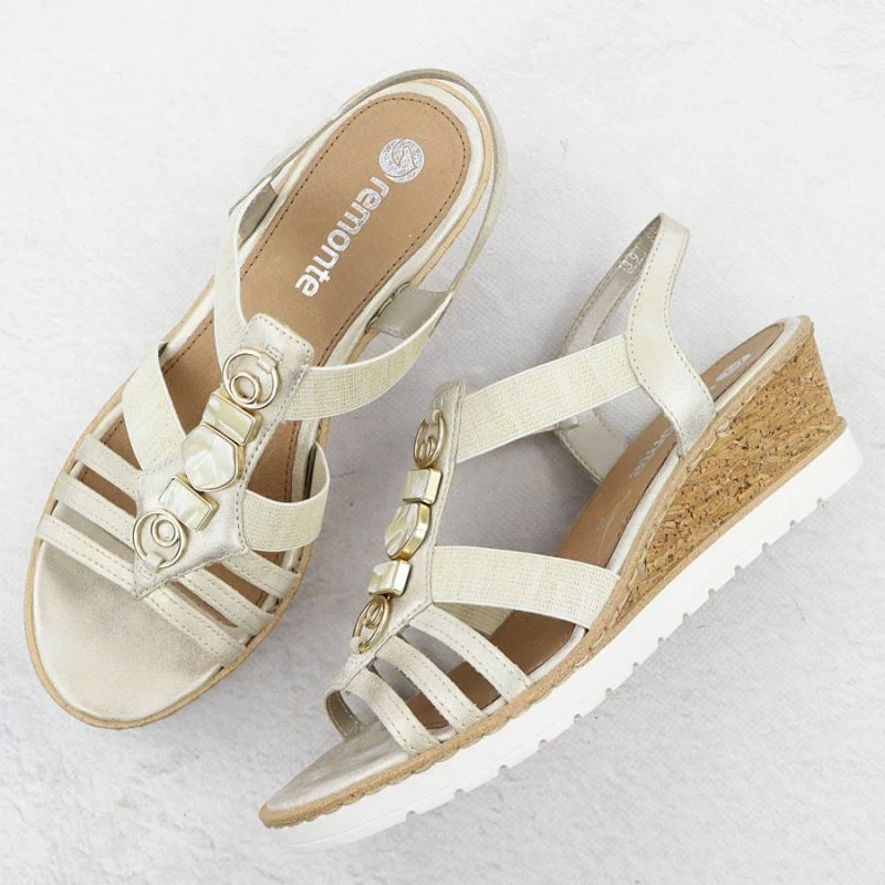 Sandale platforme femra Remonte R6264-91, të arta [Madhësia: 40]