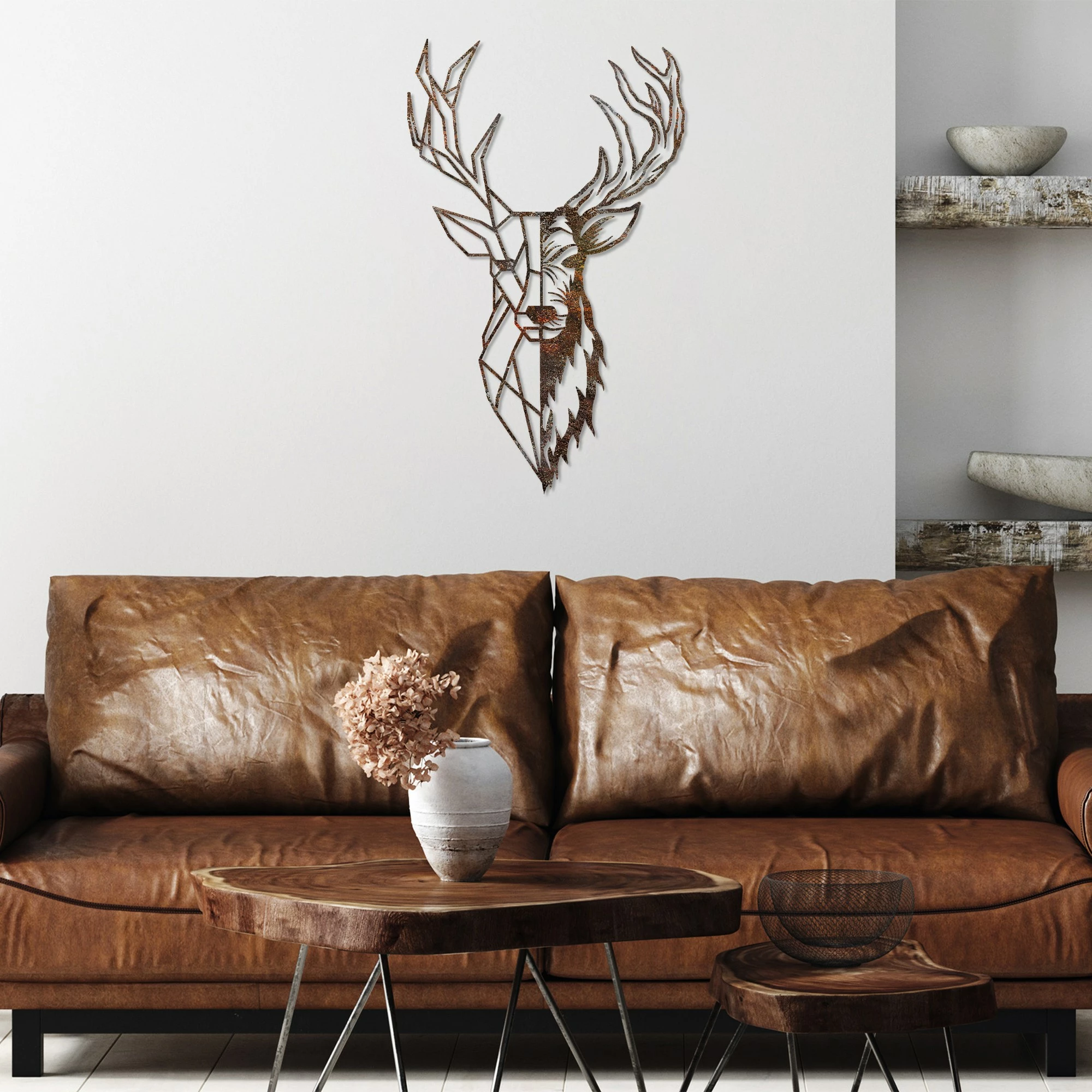 Aksesor dekorativ metalik për mur, kaproll, Wallity, Rusty Deer 3