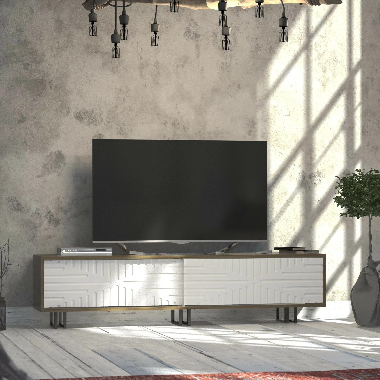 Komodë TV Hanah Home, Askal - Ud, e bardhë, lisi