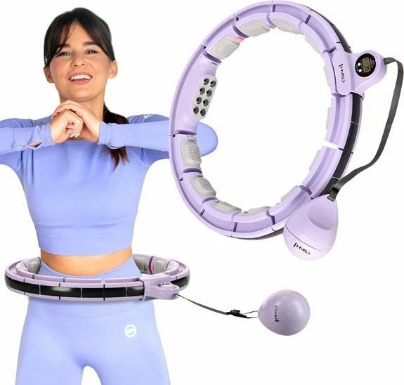 Hula hoop magnetik HMS HHM13, me peshë dhe numërues, i rregullueshëm 9-13 elemente (bel 60-96 cm), 40 cm, vjollcë
