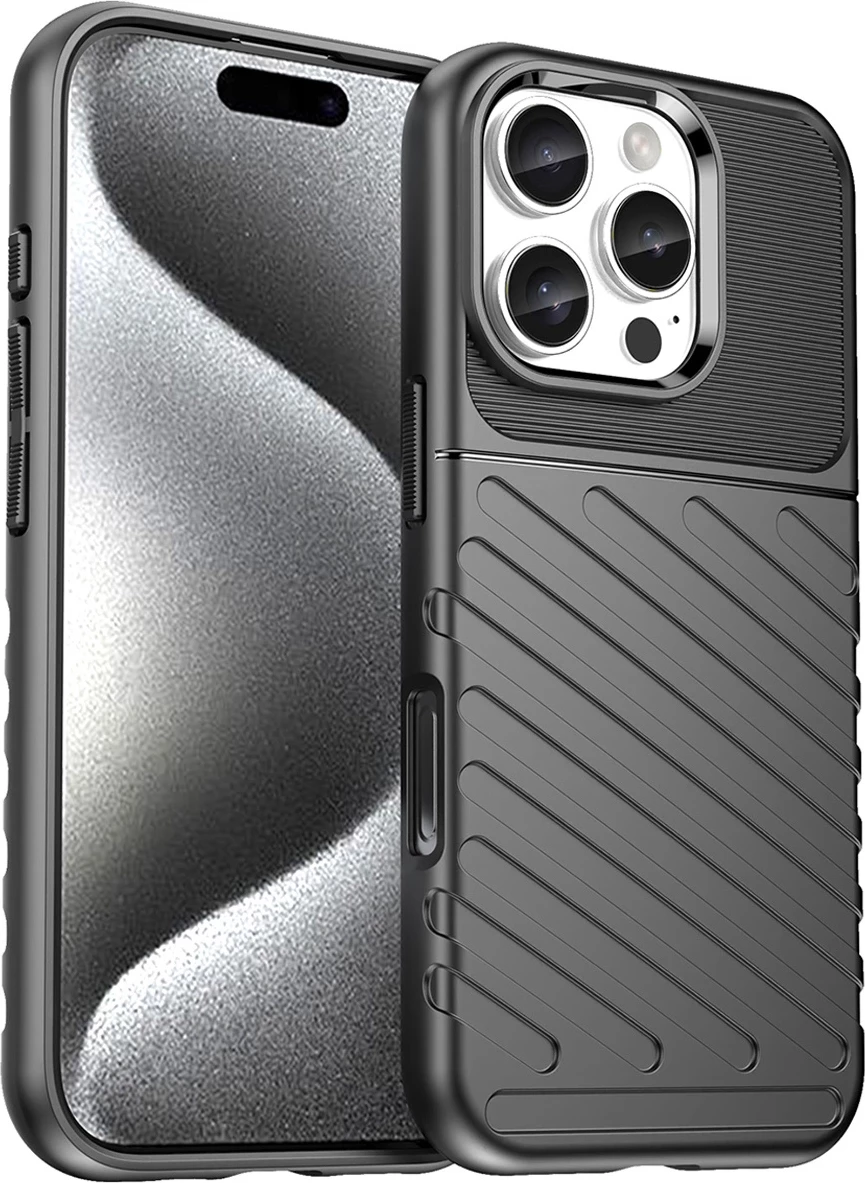 Mbështjellës Hurtel Thunder Case për iPhone 16e, TPU, i zi