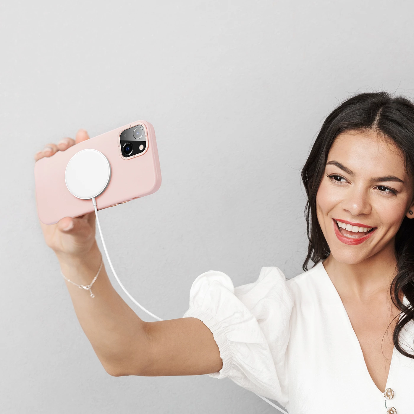 Mbështjellës Dux Ducis Grit për iPhone 14 Plus, lëkurë ekologjike, MagSafe, rozë