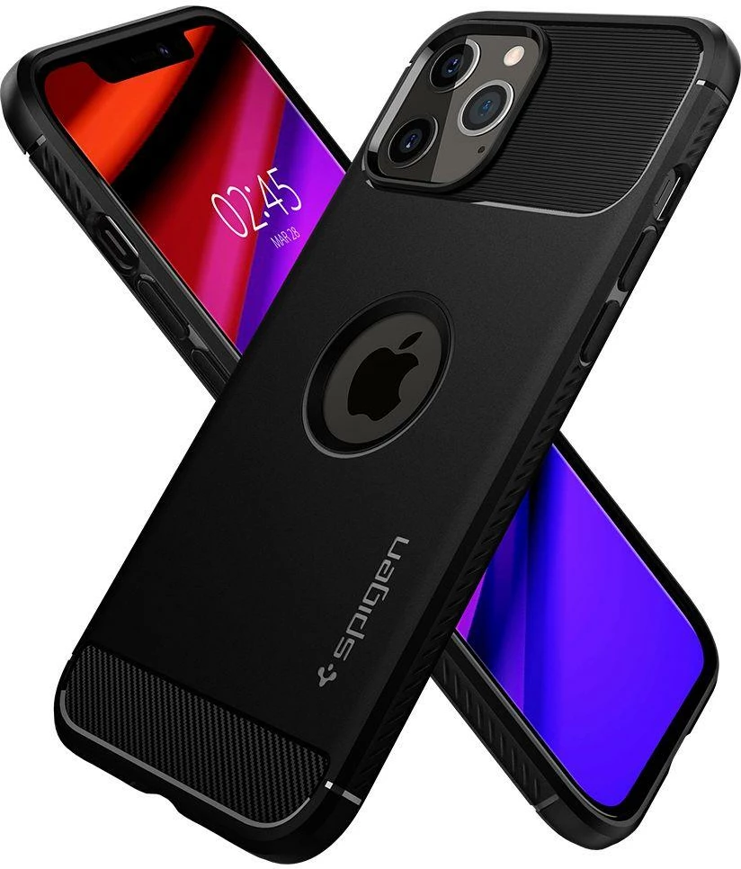 Mbështjellës Spigen Rugged Armor për iPhone 12 / iPhone 12 Pro, Matte Black