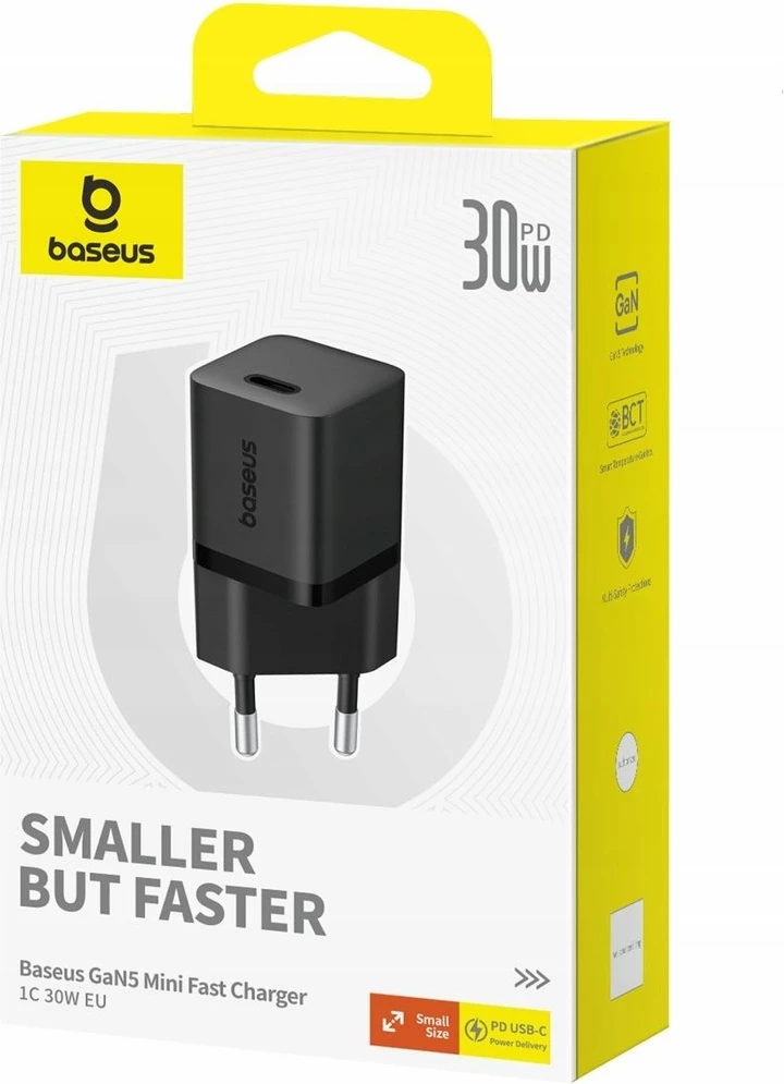 Karikues rrjeti Baseus GaN5 Mini Fast Charger 30W 1x USB-C 3A EU, i zi