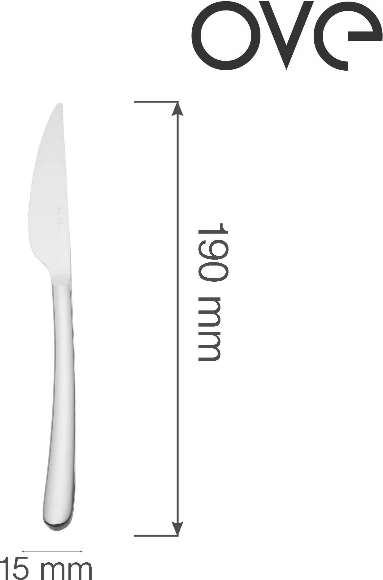 Thikë ëmbëlsire OVE Amarone 190 mm, argjend, set 12 copë