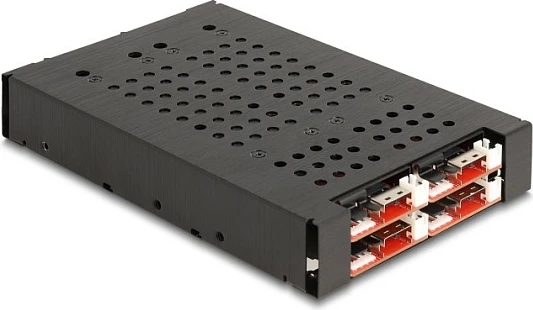 Rack mobil 3.5" DeLOCK për 4x M.2 NVMe SSD, PCIe 4.0, Slim SAS SFF-8654, me kyç, i zi
