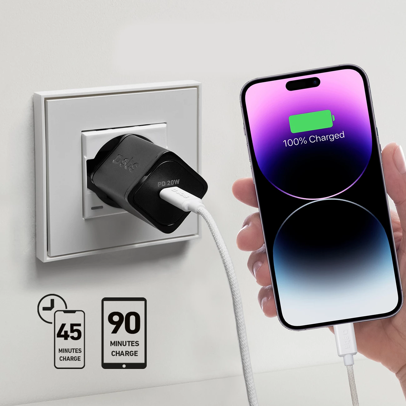 Karikues muri SBS TETRGAN1C20K, 20W, USB-C, GaN, i zi