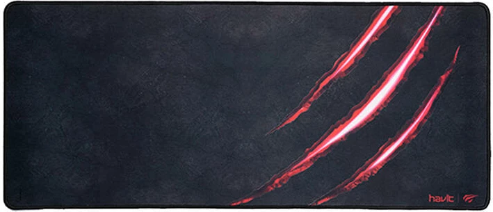Mauspad gaming Havit MP860, i zi me dizajn të kuq