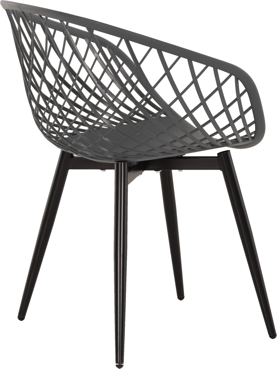 Karrige me krahë ARIADNE FH8001.30, ngjyrë gri, polipropilenë, këmbë metali të zeza, 63x56x80H cm, set prej 4 copë