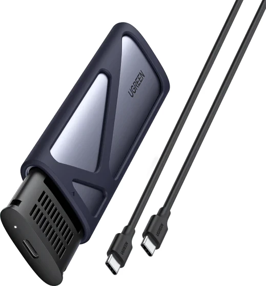 Kasë/adapter për SSD M.2 NVMe UGREEN CM400-10902 (10902), USB-C 10Gbps, alumini, me kabllo USB-C në USB-C 0.5m, gri metalike