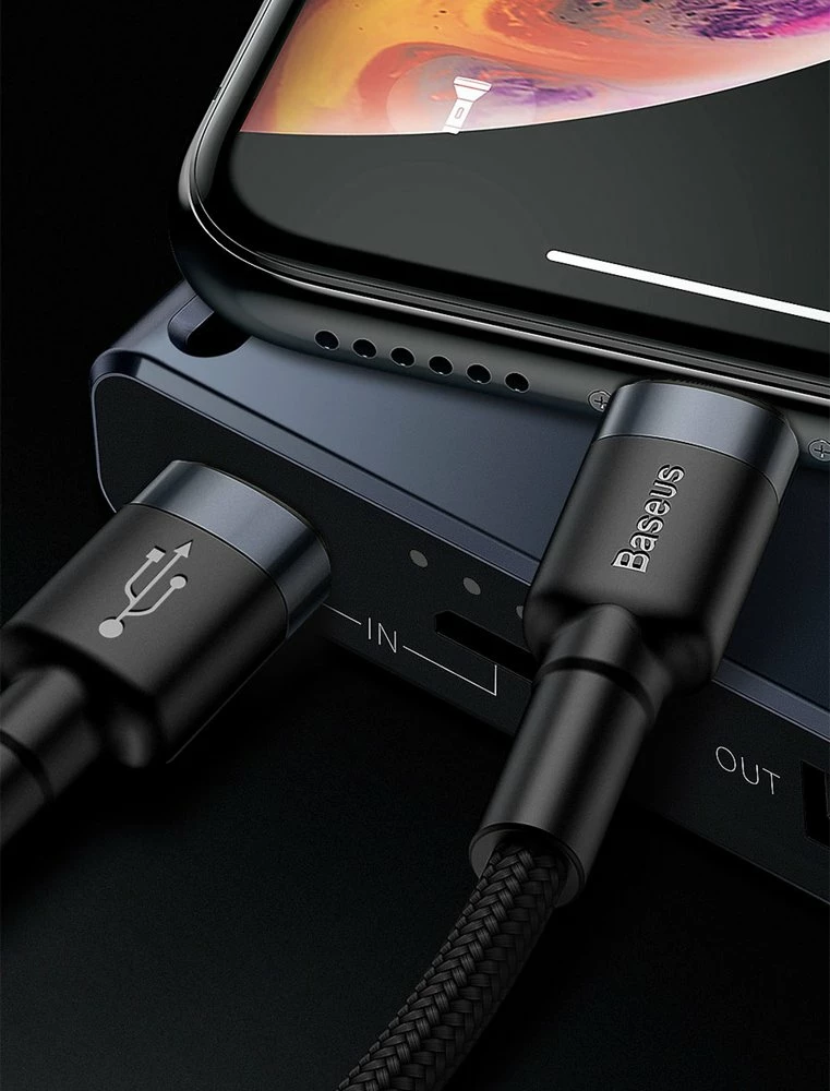 Kabllo Baseus Cafule CATLKLF-G1, USB-C në Lightning, 1m, 18W, e zezë/gri