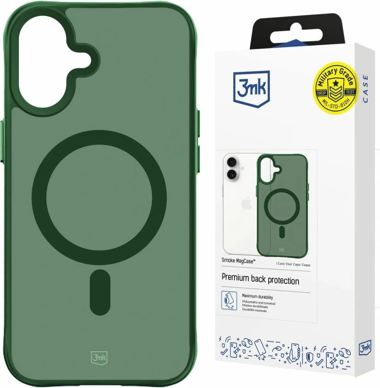 Maskë telefoni 3mk Smoke MagCase për iPhone 16, e gjelbër