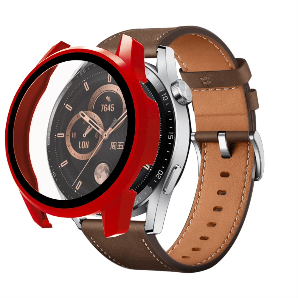 Mbrojtës xhami me kasë Hurtel për Huawei Watch GT3 42mm, Kuqe