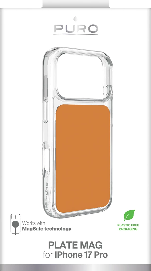 Mbështjellës Puro Plate Mag për iPhone 17 Pro, MagSafe, PU, portokalli
