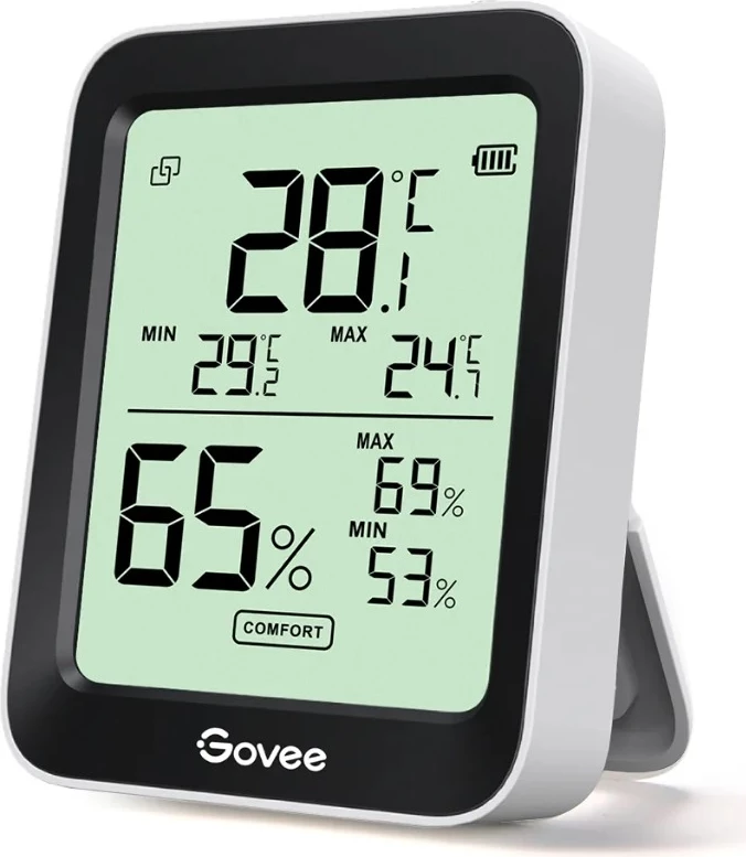 Termometër-higrometër Bluetooth Govee H5075, ekran LCD, memorie 20 ditë, bardhë/zi