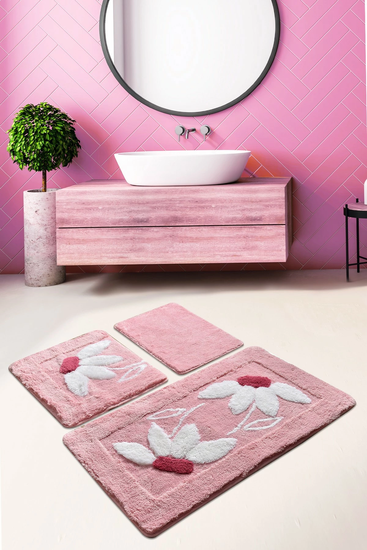 Set tapetash për banjo akrilik, 3 copë, Mijolnir, Daisy, rozë