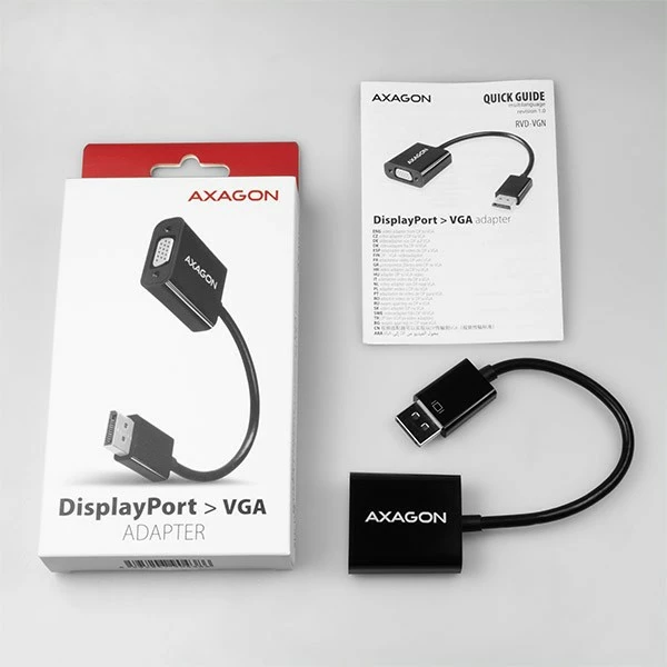 Adapter AXAGON RVD-VGN DisplayPort në VGA, FullHD, i zi