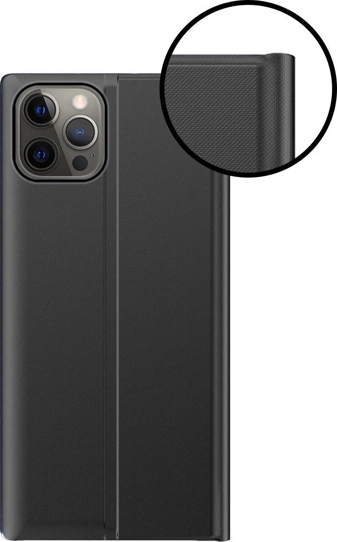 Mbështjellës Hurtel Sleep Case me dritare të zgjuar, për iPhone 13 Pro, e zezë