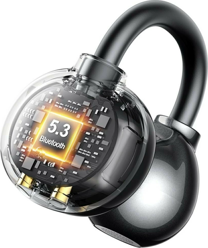 Kufje Bluetooth, USAMS Echo R02, Bluetooth 5.3, ear-clip in-ear, mikrofon i integruar, kuti karikimi 300 mAh, gri