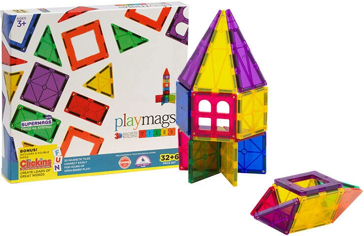 Set magnetik lodrash Playmags 165, 32 pjesë, shumëngjyrëshe