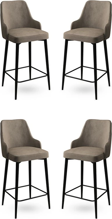 Set karrigesh për bar (4 copë), Hanah Home, Enox - kapuçino, e zezë