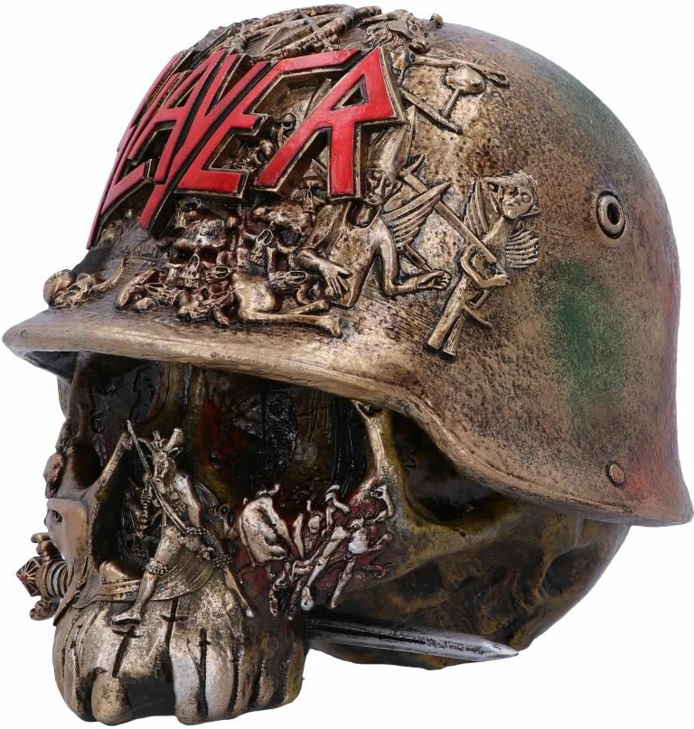 Kuti dekorative Nemesis Now Slayer Skull, rezinë, 17.5 cm, bronzë me të kuqe