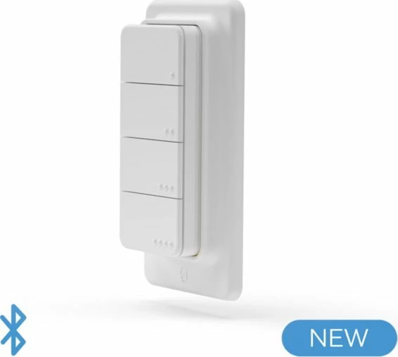 Telekomandë inteligjente Shelly Blu RC Button 4 BLURCButton4, 4 butona/16 aksione, Bluetooth BLE, me mbajtëse magnetike, e bardhë