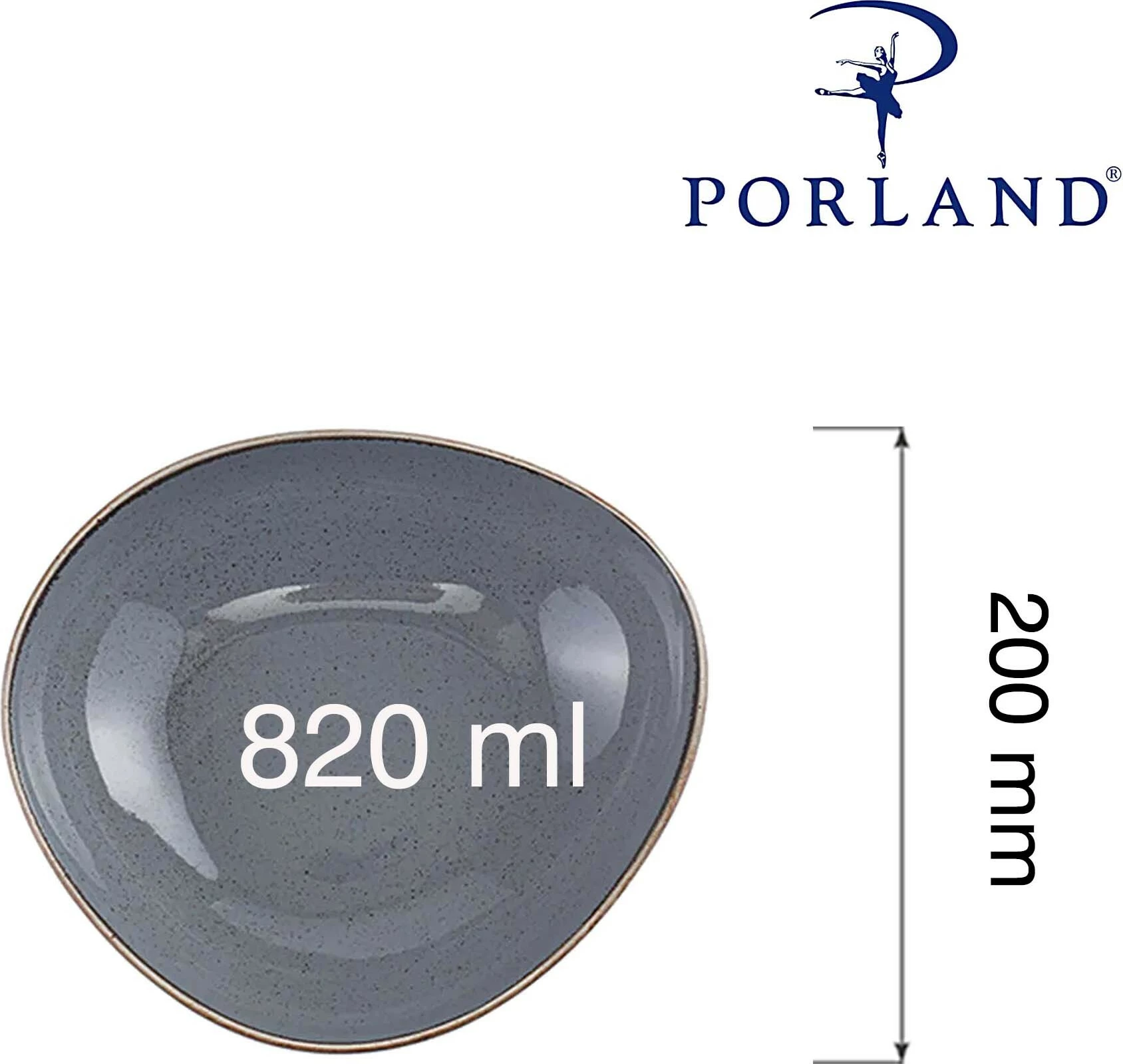 Tas trekëndësh Porland Seasons Stone 200 mm 820 ml, gri e errët, set 6 copë