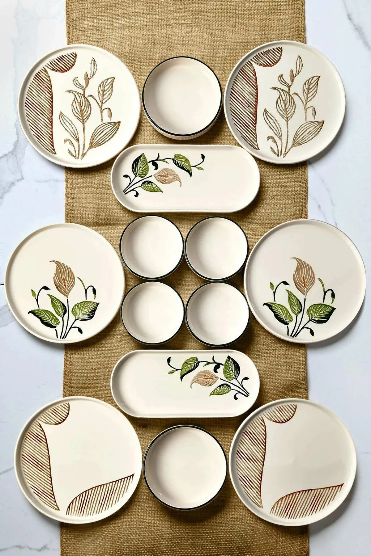 Set mëngjesi 14 pjesësh, Hermia Concept, MCH10979, kafe dhe e gjelbër
