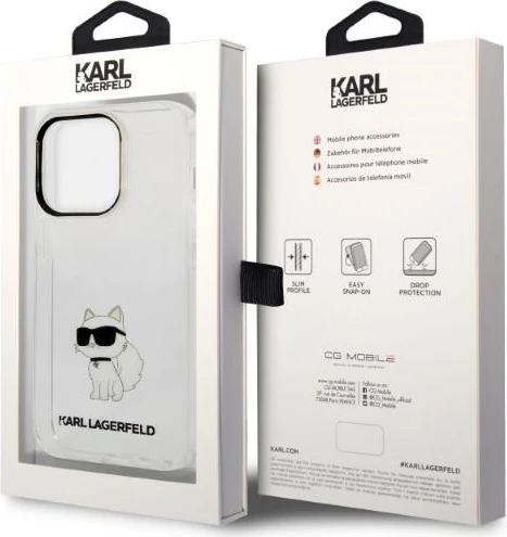 Mbështjellës Karl Lagerfeld Choupette për iPhone 14 Pro, Transparent