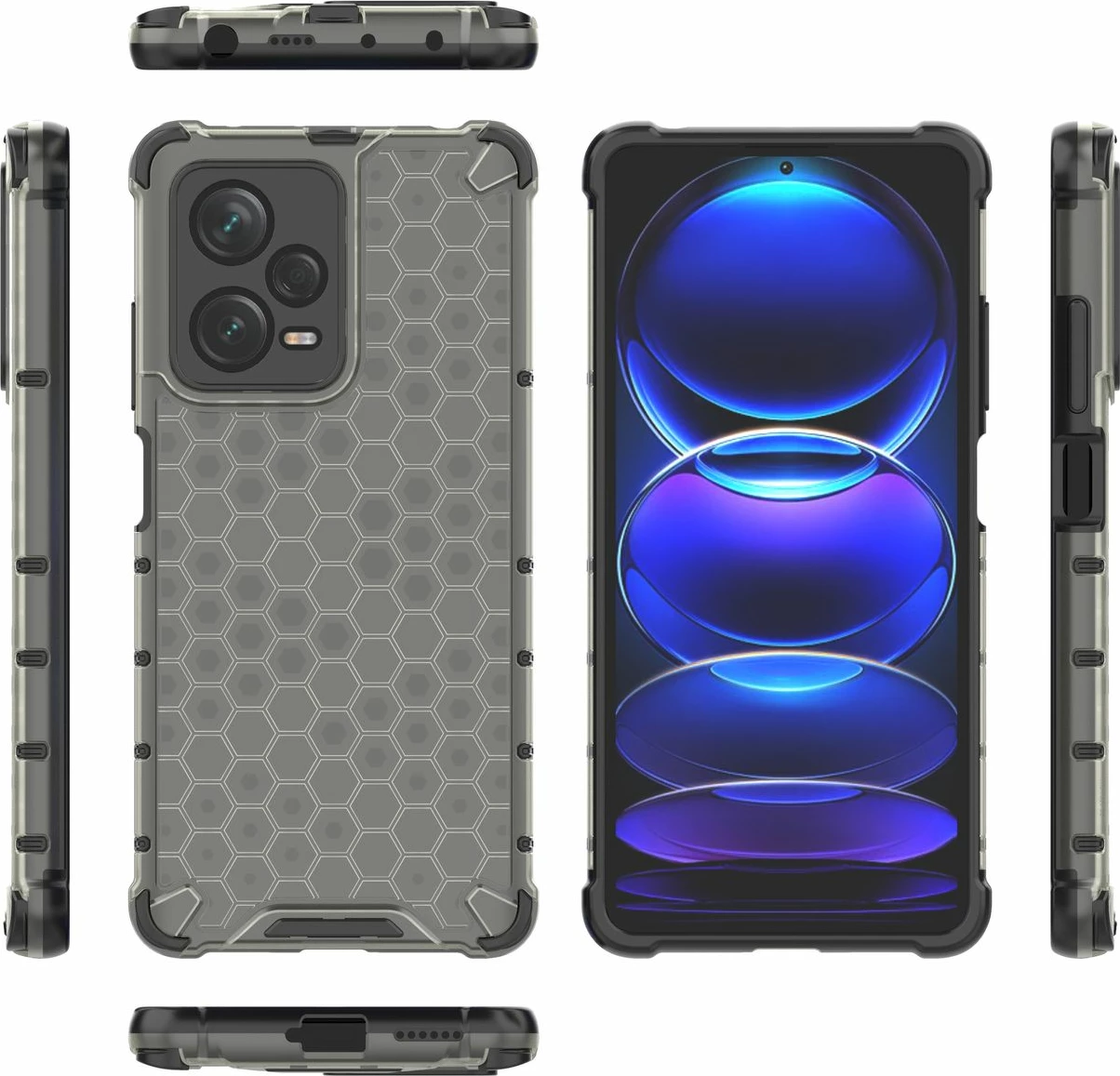 Mbështjellës Hurtel Honeycomb për Xiaomi Redmi Note 12 Pro+, i zi