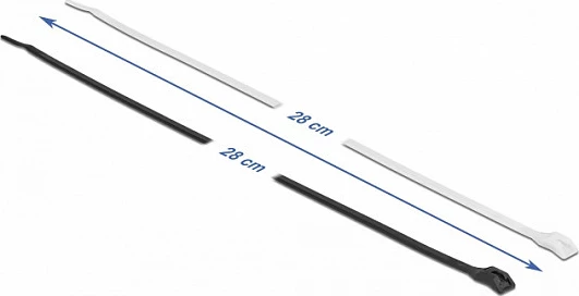 Lidhëse kabllosh DeLOCK 280 x 3.6 mm, 100 copë, kokë e sheshtë, UL94 V2, e zezë/transparent