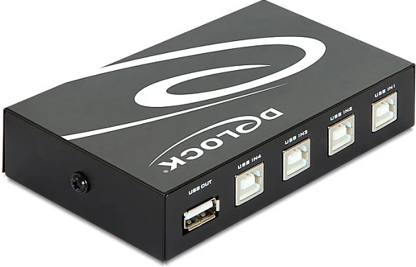 Switch USB DeLOCK 87634, 4x USB 2.0 Type-B në 1x USB 2.0 Type-A, i zi