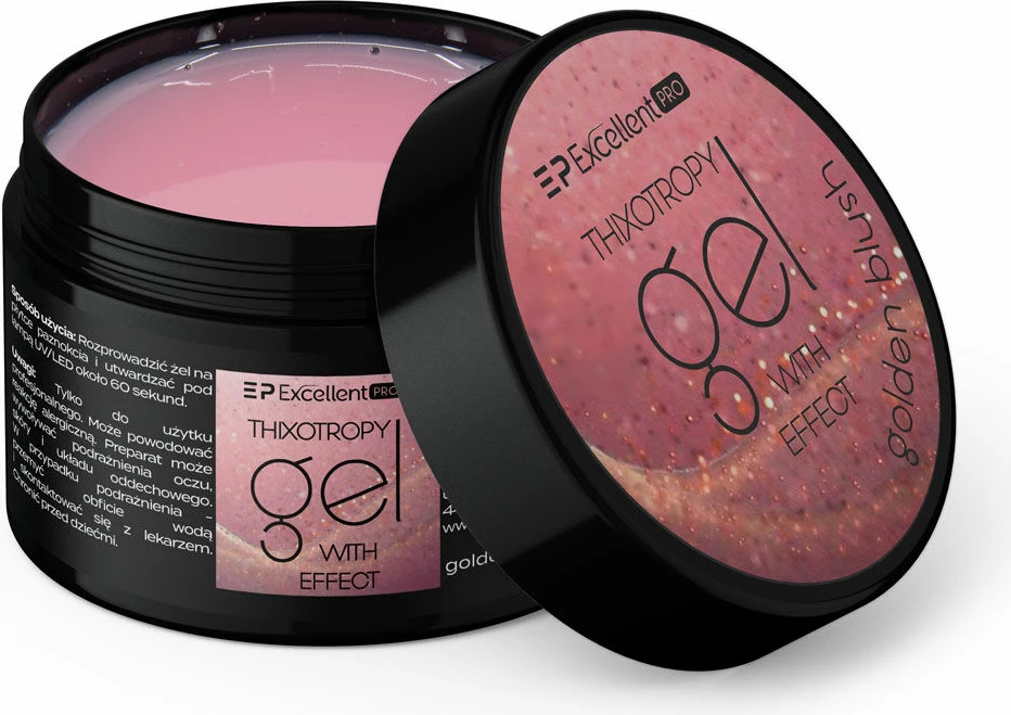Gel ndërtues për thonj për femra Excellent PRO Thixotropy Gel With Effect Golden Blush 15g