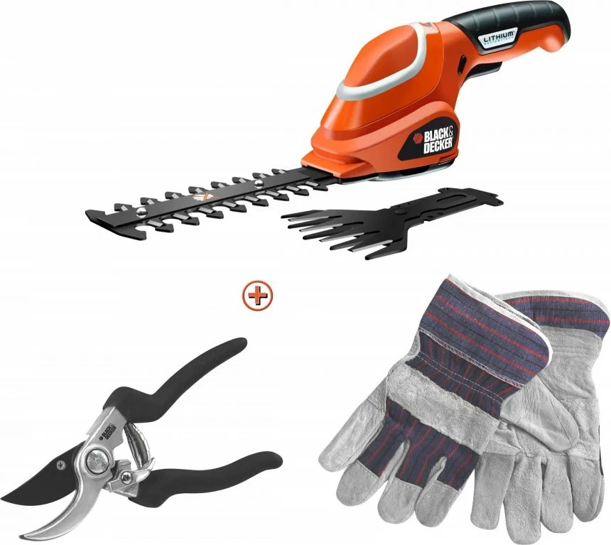 Gërshërë pa kabllo për bar e shkurre Black&Decker GSL700KIT 7V 1.2Ah, set me gërshërë krasitëse + doreza