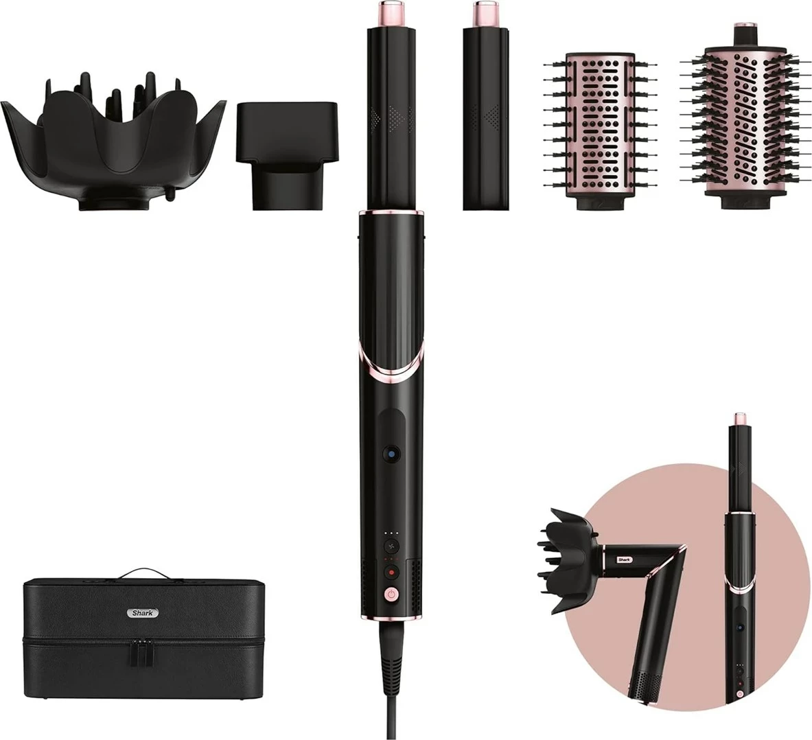 Multistyler për flokë Shark FlexStyle 5-in-1, 1400 W, HD440EU, zi/rozë