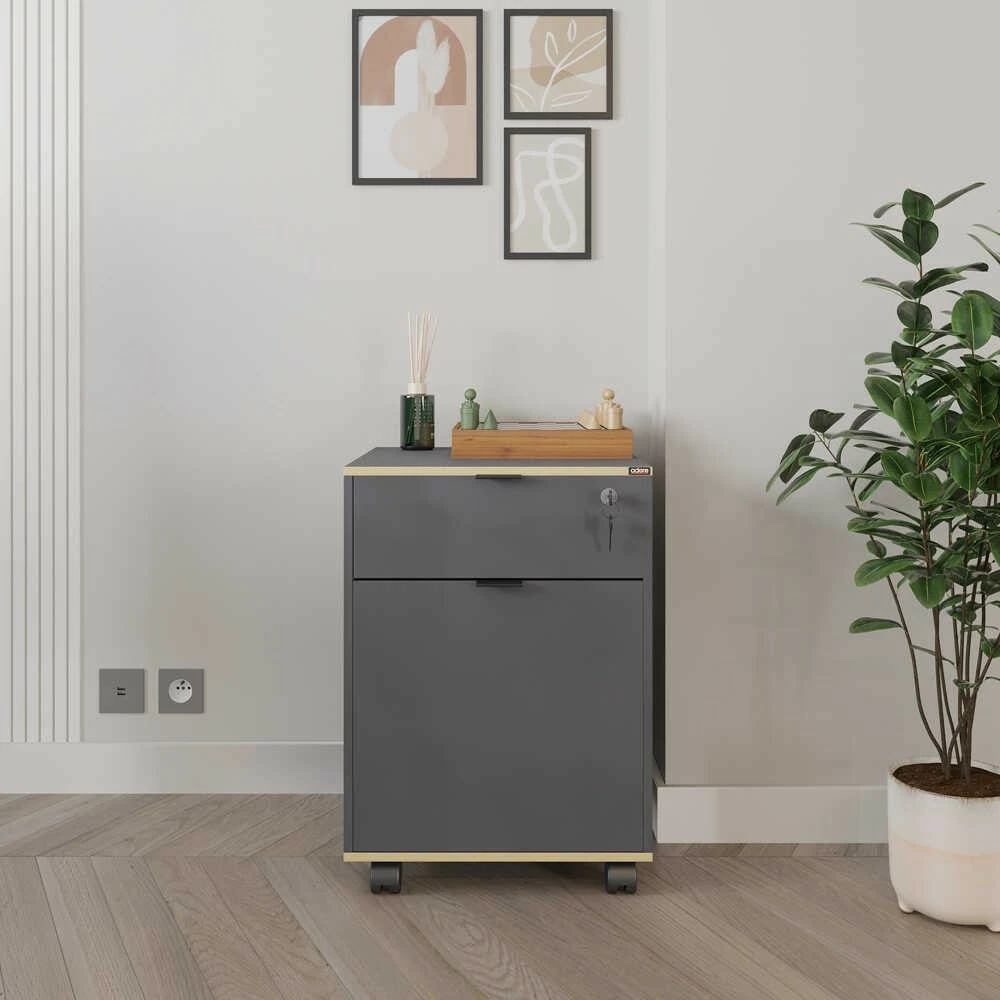 Dollap multifunksional Hanah Home, Rkm-311-Ax-1, antracit dhe lis, 41x61x41cm
