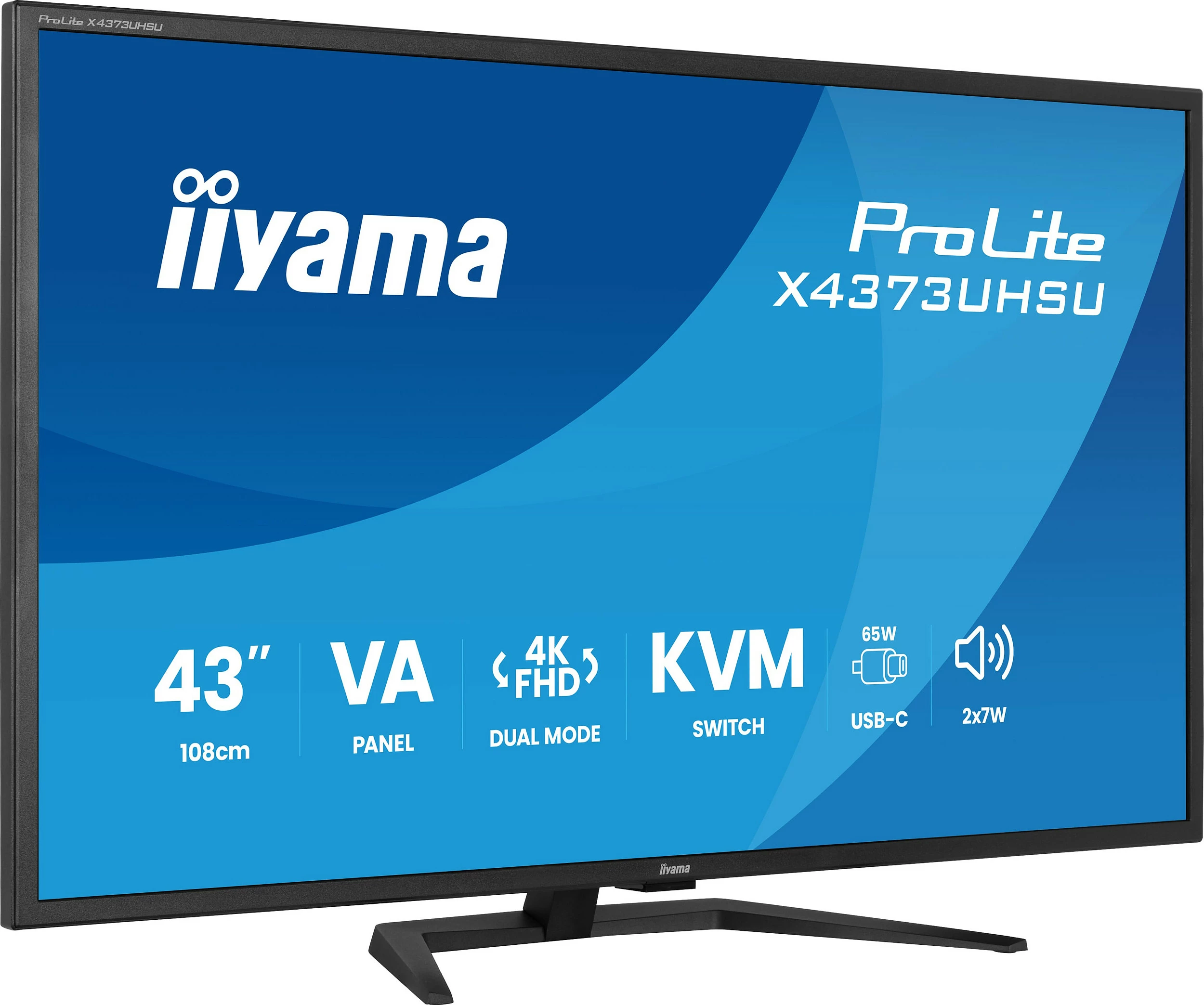 Monitor iiyama ProLite X4373UHSU-B2, 43" 4K UHD, VA, USB-C, KVM, altoparlantë, i zi mat