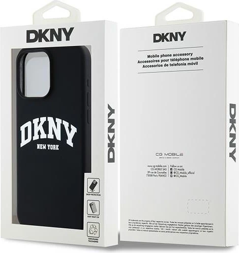 Mbështjellës DKNY Liquid Silicone me logo të bardhë, MagSafe, për iPhone 13 Pro Max, Zi