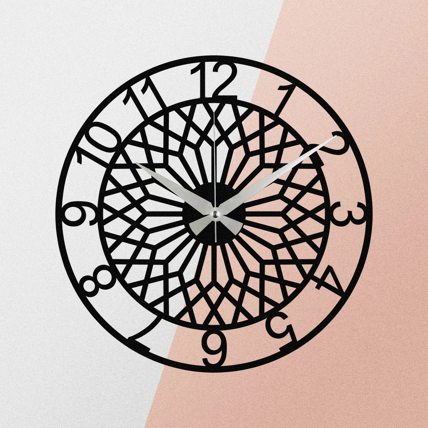 Orë muri dekorative prej metali, Wallity Enzoclock - S009, e zezë, 48x48cm
