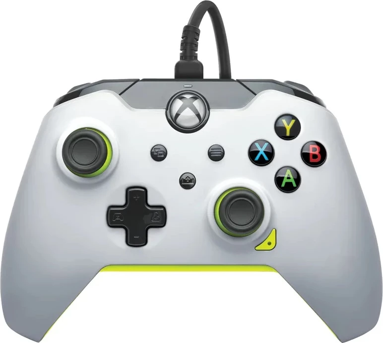 Kontroller i lidhur me kabllo PDP Xbox Wired Controller, 2.5 m, jack 3.5 mm, buton Share, Bardhë/verdhe neon