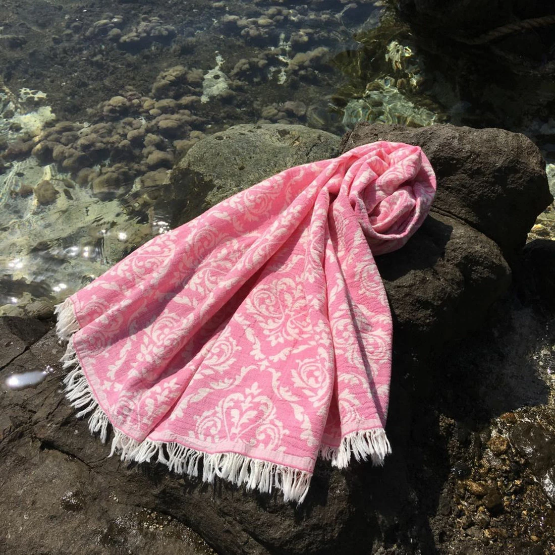 Peshqir plazhi Fouta, ngjyrë rozë, Mijölnir Barok, 90x170cm