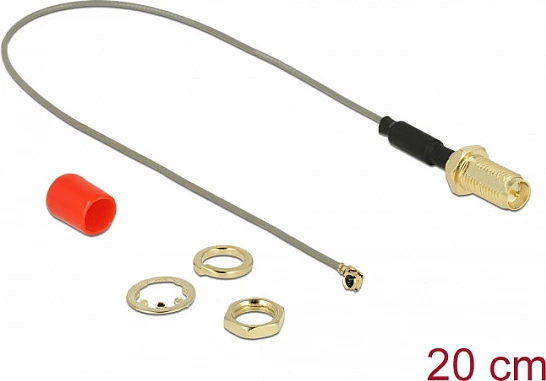 Kabllo antene DeLOCK 89831, RP-SMA (F), 0.2 m, 50 Ω, Gri